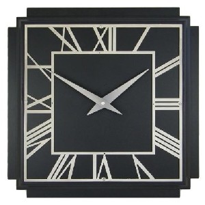 Black Square Wooden Deco Wall Clock