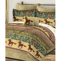 Brown and Gold Horse Bedding in Twin