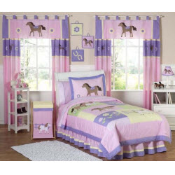 Cotton Purple Pony Bedding Set for Girls