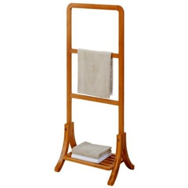 ASPECT Free Standing Towel Rack W/Bottom Shelf Chrome/Mahogany Wood 54 x 41 x 80 cm 