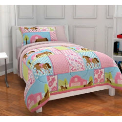 Girls Polka Dot Horse Bedding Set