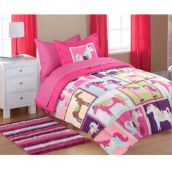 Pink Horse Bedding Comforter Set for Girls