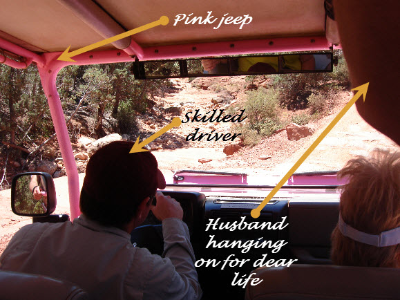 Pink Jeep and Driver