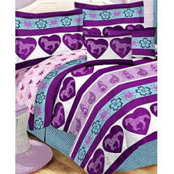 Purple Horses and Hearts Girl Bedding Set