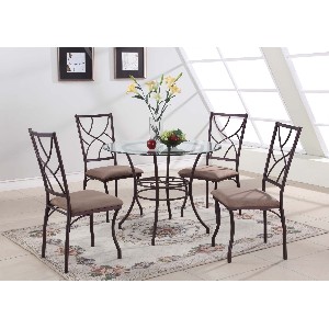 Small Round Glass and Metal Kitchen Table And 4 Chairs