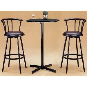 3pc Black Metal Bar Table Set and Chairs