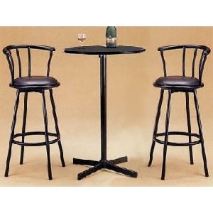 3pc Black Metal Bar Table Set and Chairs