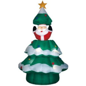 Animated Santa Rising from Inflatable Christmas Tree