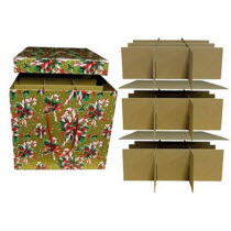 Chipboard Candy Cane Ornament Storage Box with Dividers