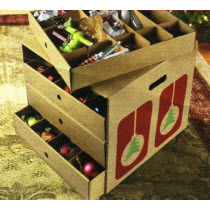 Corrugated Cardboard Ornament Storage Box with Dividers