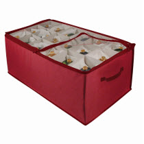 Large Red Ornament Storage Box with Dividers