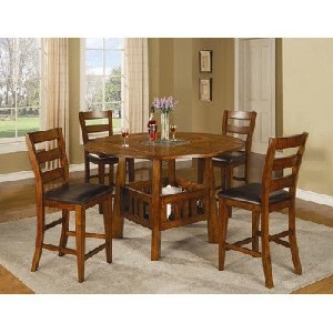 5 Piece Dining Table Set in Dark Oak