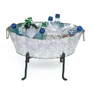 achla designs embossed galvanized party tub and stand