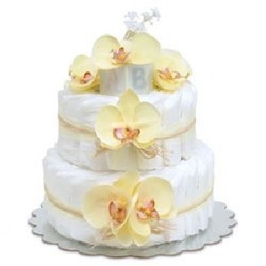 Bloomers Baby Diaper Cake Yellow Orchids