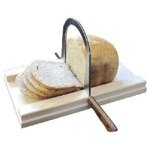 Bread Slicer Elite Brushed Stainless Steel Guide and Maple Wood Bread Board