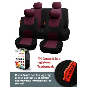 Burgundy and Black Seat Cover Set