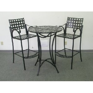 CONTEMPO BAR BISTRO SET - BAR TABLE and 2 CHAIRS with ARMS in a BLACK FINISH - PATIO FURNITURE