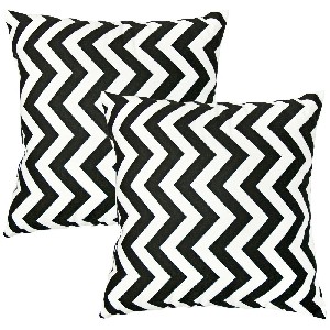 Chevron Zig Zag Village Black and White Toss Pillow