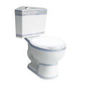 Compact Corner Round Front Dual Flush Toilet White and Cobalt 17676