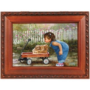 Cottage Garden Free Puppies Music and Jewelry Box