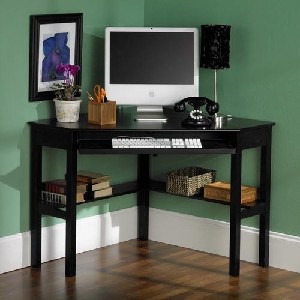 Dark Wood Corner Computer Desk