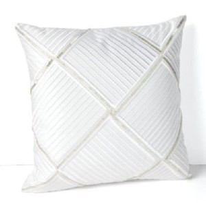 Diamond Beaded Throw Pillow White