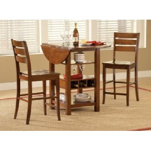 Drop Leaf Dining Table with Storage - Mahogany