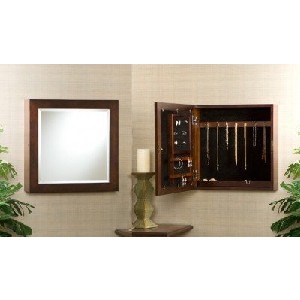 Espresso Square Wall Mount Jewelry Armoire