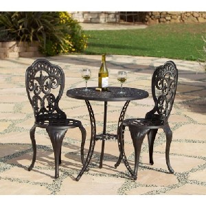 Fiesta Outdoor Patio 3 Pc Cast Aluminum Bistro Set - Table & 2 Chairs