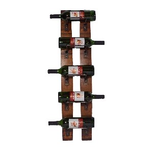 Five Bottle Wooden Wall Rack