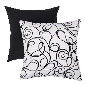 Flocked Scroll Square Toss Pillow