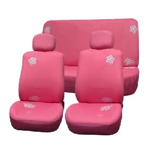 Floral Embroidery Pink Car Seat Covers