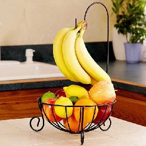 black wire fruit bowl with banana hook