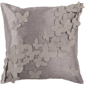 Gray and Cobble Stone Dimensional Butterflies Throw Pillow