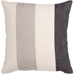 Ivory Gray and Black Thick Striped Decorative Throw Pillow