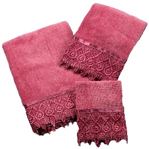 Jenny Raspberry Plum 3 Piece Towel Set