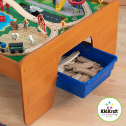 KidKraft Ride Around Train Set and Table with Drawers - Honey