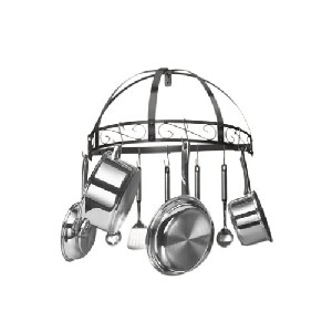 Kinetic Classicor Wrought-Iron Semicircle Pot Rack Black Enamel