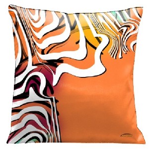 Lama Kasso Contempo Modern Fiesta 2 Orange Throw Pillow