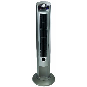 Lasko Wind Curve Platinum Tower Fan With Remote Control and Fresh Air Ionizer