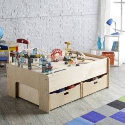Little Colorado Wood Train Table with 2 Trundle Drawers