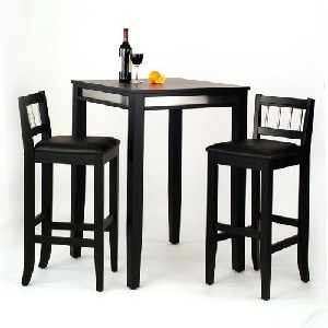 Home Styles 5123-358 3-Piece Manhattan Pub Table and Stools Set, Black Finish