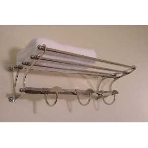 Medium Size Paris Brushed Satin Nickel Towel Rack Shelf Hooks