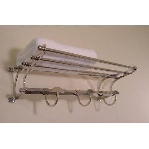 Medium Size Paris Brushed Satin Nickel Towel Rack Shelf Hooks