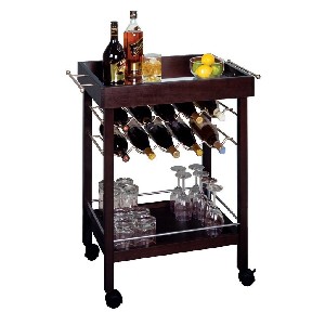 Mini Bar Cart Stand with Wine Rack