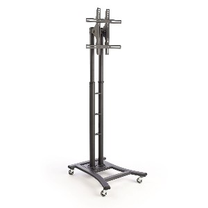 Mobile TV Stand with Wheels for LCD Plasma or LED Monitors Between 32 and 60 inches Height-Adjustable - Black