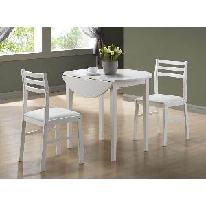 Monarch White 3pcs Dining Set With Drop Leaf