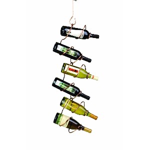 Oenophilia 6-Bottle Climbing Tendril Hanging Wine Rack, Copper