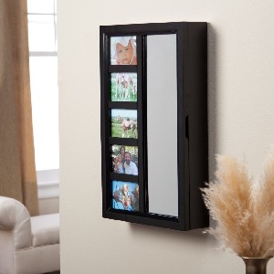 Photo Frames Wall Mount Jewelry Armoire Mirror - High Gloss Black