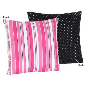 Pink Black and White Stripes and Dots Reversible Pillow